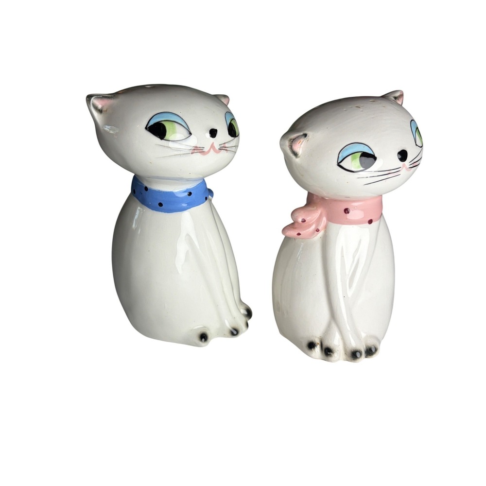 1961 Holt Howard Salt Pepper Shakers Japan Kitty Set Non Working Squeaker - Picture 5 of 16